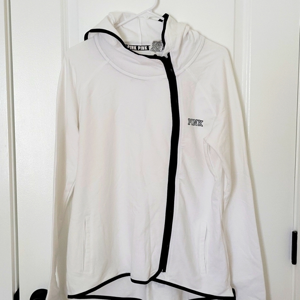 NWT PINK Victoria's Secret Asymmetrical Zip Hoodie Size M